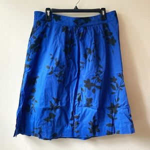 Royal blue & black floral print skirt w/ pockets